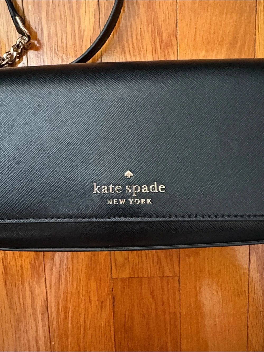 Kate Spade Black Leather Crossbody with Silver Hardware